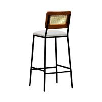 Banqueta Gabi Metal Encosto Anatômico Telinha Natural Assento Estofado - Preto-amêndoa Corano Bege