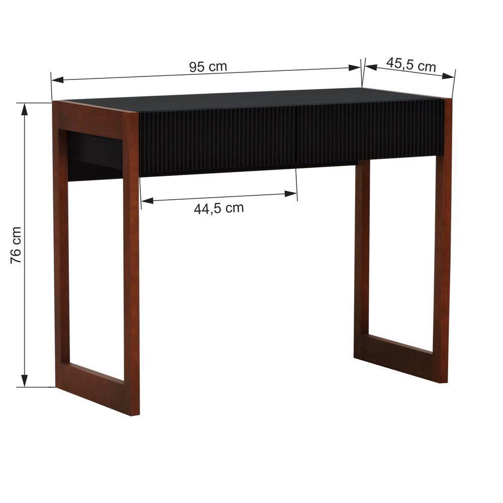 Aparador-escrivaninha Ondas 2 Gavetas - Amêndoa Preto - 2