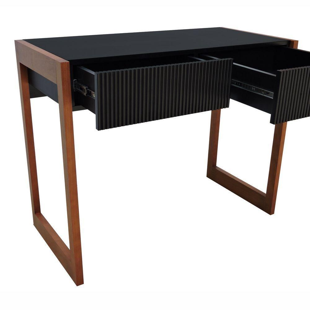 Aparador-escrivaninha Ondas 2 Gavetas - Amêndoa Preto - 3