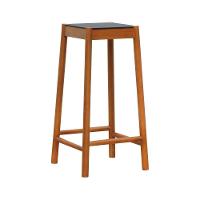 Banco Alto Amber Madeira Maciça - Amêndoa Assento Mdf Bp Na Cor Preta - 1