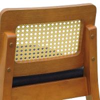 Banqueta Média Gabi Madeira Maciça Telinha Natural - Amêndoa Assento Estofado Linho Preto Textura - 3