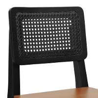 Banqueta Gabi Madeira Maciça Encosto C- Telinha C- 68cm Altura - Preto Assento Madeira Amêndoa - 2