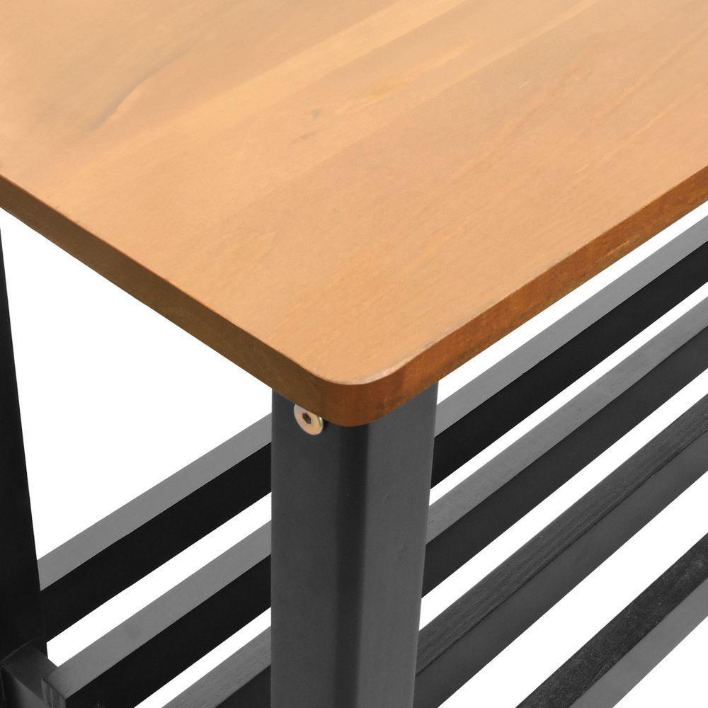 Banco Sapateira Viena Madeira Maciça - Preto Assento Amêndoa Madeira - 2