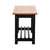 Banco Sapateira Viena Madeira Maciça - Preto Assento Amêndoa Madeira - 3