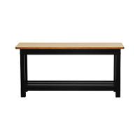 Banco Sapateira Viena Madeira Maciça - Preto Assento Amêndoa Madeira - 5