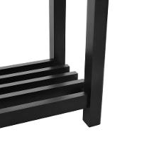 Banco Sapateira Viena Madeira Maciça - Preto Assento Amêndoa Madeira - 6