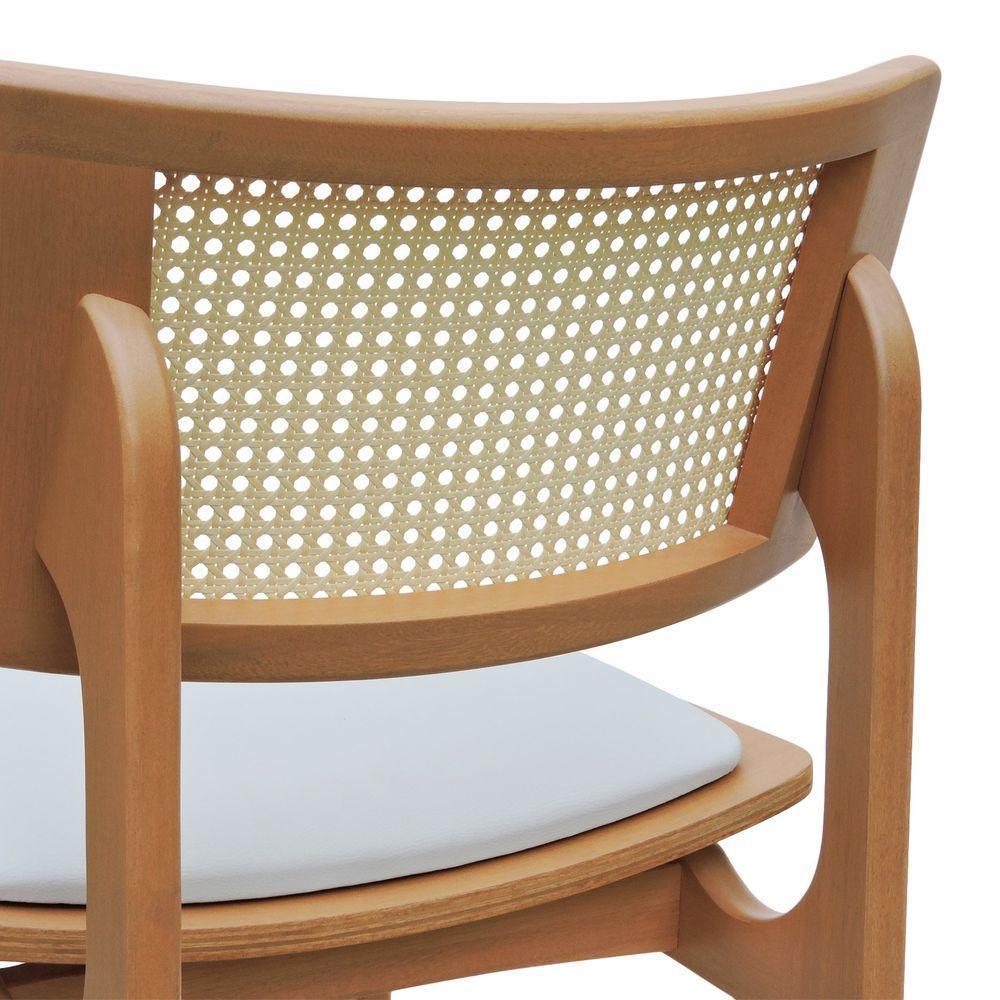 Banqueta Alta Bistrô Apollo Encosto Telinha Natural E Assento Anatômico - Natural Estofado Corano Bege - 3