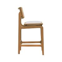 Banqueta Alta Bistrô Apollo Encosto Telinha Natural E Assento Anatômico - Natural Estofado Corano Bege - 8