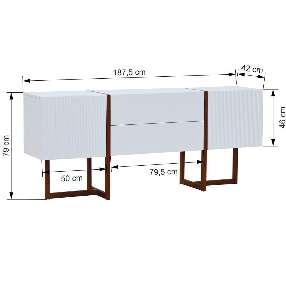Buffet Ondas 2 Portas E 2 Gavetas - Amêndoa Branco - 5
