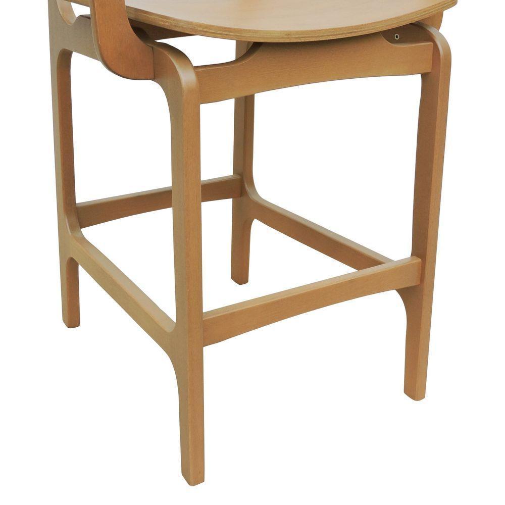 Banqueta Alta Bistrô Apollo Com Braços Encosto Telinha Natural E Assento Anatômico - Natural Madeira - 5