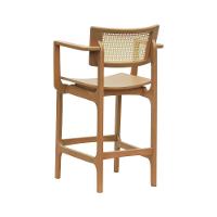 Banqueta Alta Bistrô Apollo Com Braços Encosto Telinha Natural E Assento Anatômico - Natural Madeira
