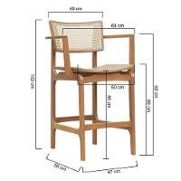 Banqueta Alta Bistrô Apollo Com Braços Encosto Telinha Natural E Assento Anatômico - Natural Madeira - 6