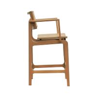 Banqueta Alta Bistrô Apollo Com Braços Encosto Telinha Natural E Assento Anatômico - Natural Madeira - 8