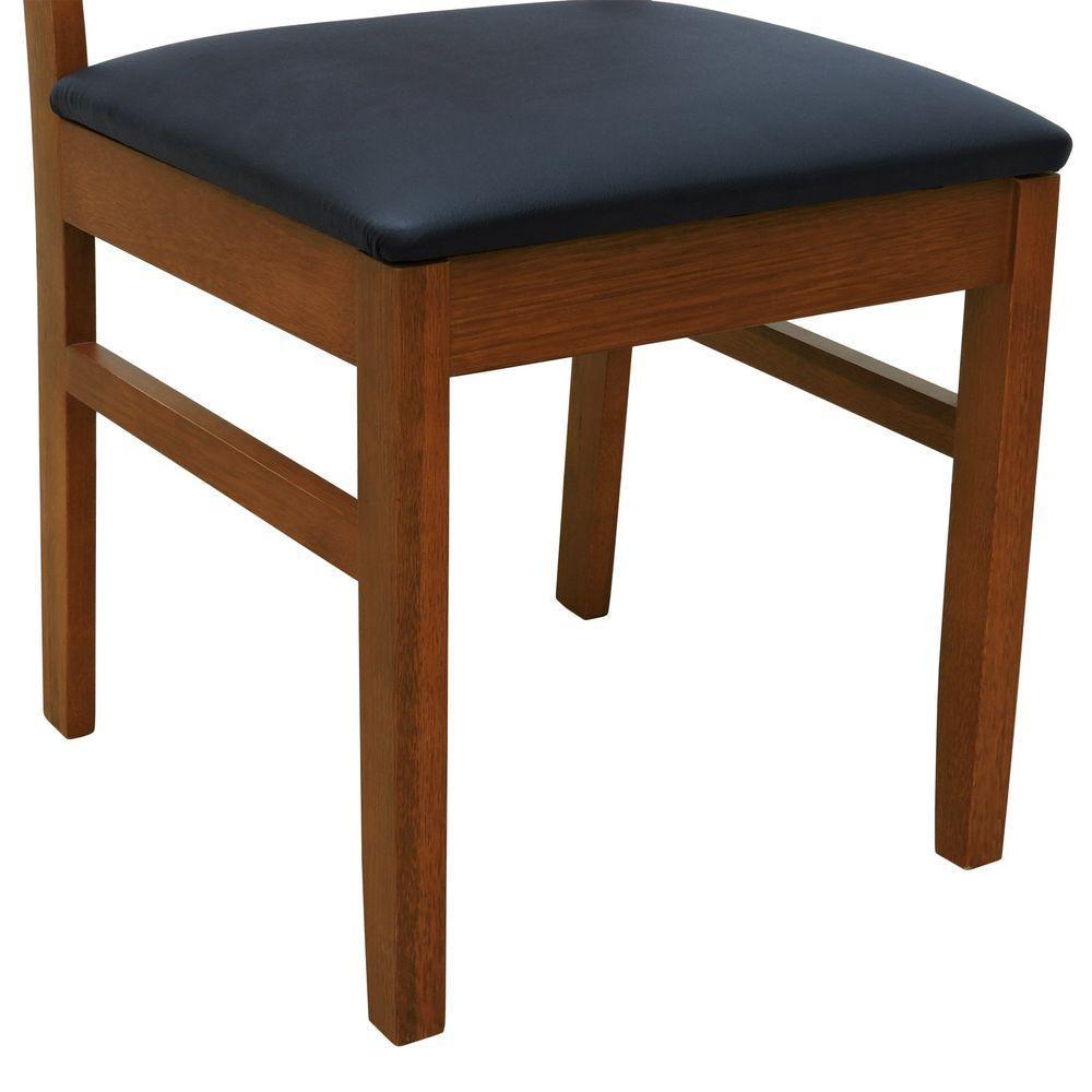 Kit 2 Cadeiras Madeira Maciça Lyon Encosto Telinha Amêndoa - Amêndoa Assento Estofado Corano Preto - 8