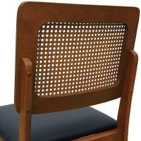 Kit 2 Cadeiras Madeira Maciça Lyon Encosto Telinha Amêndoa - Amêndoa Assento Estofado Corano Preto - 2