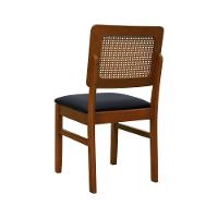 Kit 2 Cadeiras Madeira Maciça Lyon Encosto Telinha Amêndoa - Amêndoa Assento Estofado Corano Preto