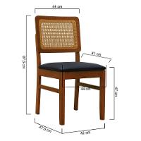 Kit 2 Cadeiras Madeira Maciça Lyon Encosto Telinha Amêndoa - Amêndoa Assento Estofado Corano Preto - 5