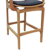 Banqueta Alta Bistrô Apollo Com Braços Encosto Telinha Natural E Assento Anatômico - Natural Estofado Corano Preto - 2