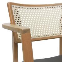 Banqueta Alta Bistrô Apollo Com Braços Encosto Telinha Natural E Assento Anatômico - Natural Estofado Corano Preto - 3