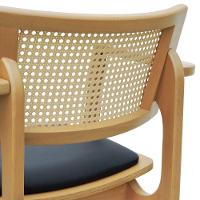 Banqueta Alta Bistrô Apollo Com Braços Encosto Telinha Natural E Assento Anatômico - Natural Estofado Corano Preto - 7