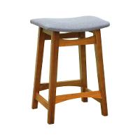 Banco Médio Confort Madeira Maciça Assento Anatômico - Amêndoa Estofado Linho Cinza Mescla Impermeável - 1