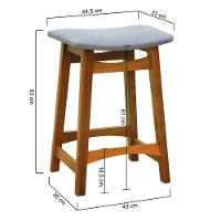 Banco Médio Confort Madeira Maciça Assento Anatômico - Amêndoa Estofado Linho Cinza Mescla Impermeável - 2