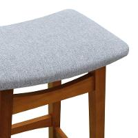Banco Médio Confort Madeira Maciça Assento Anatômico - Amêndoa Estofado Linho Cinza Mescla Impermeável - 3