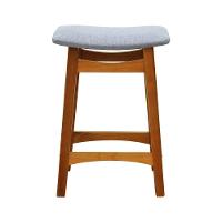 Banco Médio Confort Madeira Maciça Assento Anatômico - Amêndoa Estofado Linho Cinza Mescla Impermeável