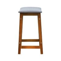 Banco Médio Confort Madeira Maciça Assento Anatômico - Amêndoa Estofado Linho Cinza Mescla Impermeável - 5