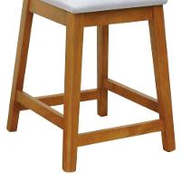 Banqueta Média River Madeira Maciça - Amêndoa Assento Estofado Linho Bege Mescla Impermeável - 6