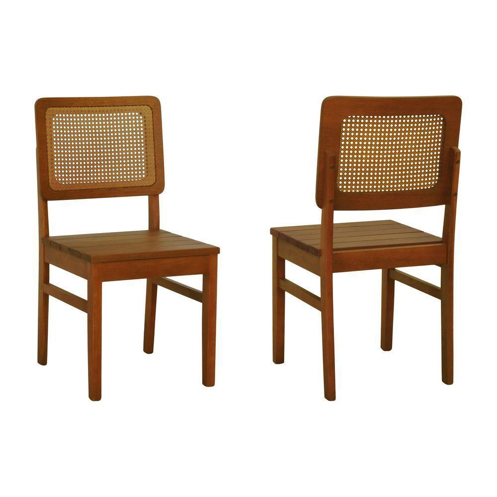 Kit 2 Cadeiras Madeira Maciça Lyon Encosto Telinha Amêndoa - Amêndoa Assento Ripado Amêndoa - 1