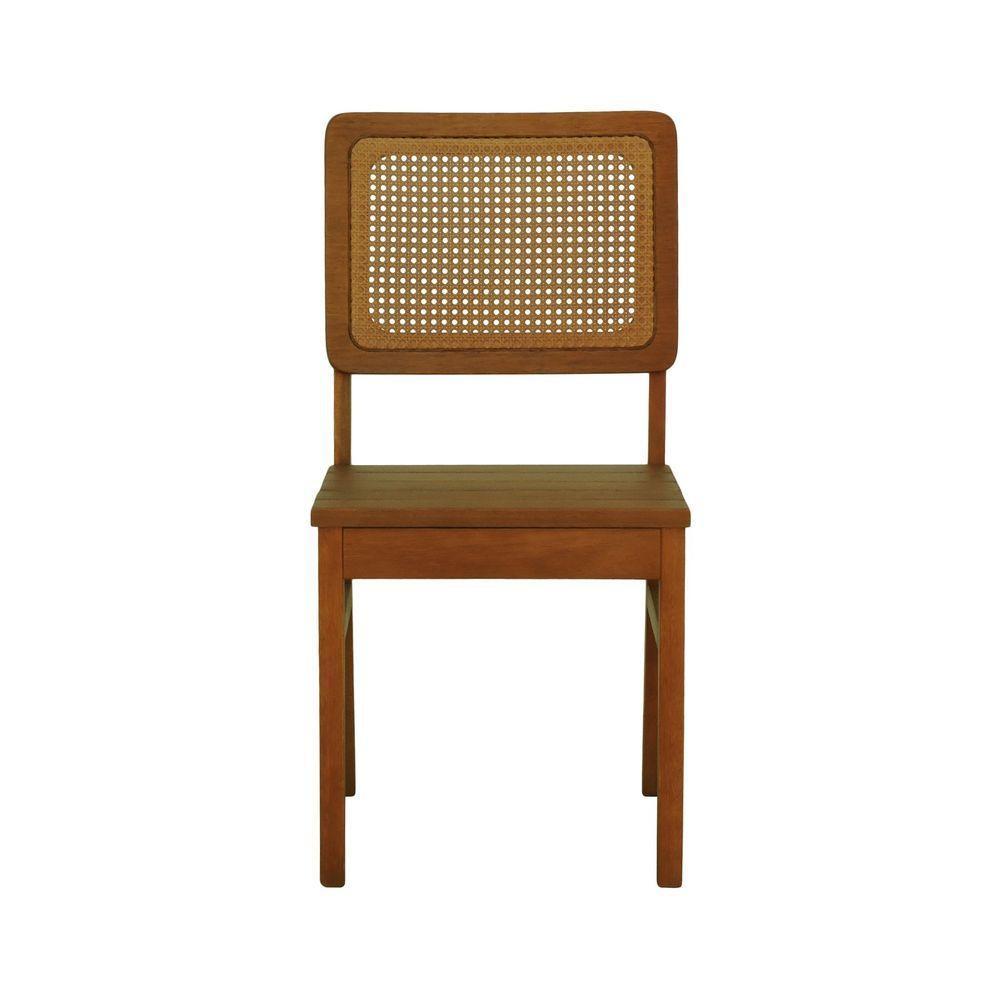 Kit 2 Cadeiras Madeira Maciça Lyon Encosto Telinha Amêndoa - Amêndoa Assento Ripado Amêndoa - 4