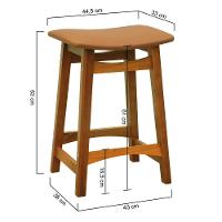 Banco Médio Confort Madeira Maciça Assento Anatômico - Amêndoa Estofado Corano Caramelo