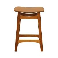 Banco Médio Confort Madeira Maciça Assento Anatômico - Amêndoa Estofado Corano Caramelo - 5