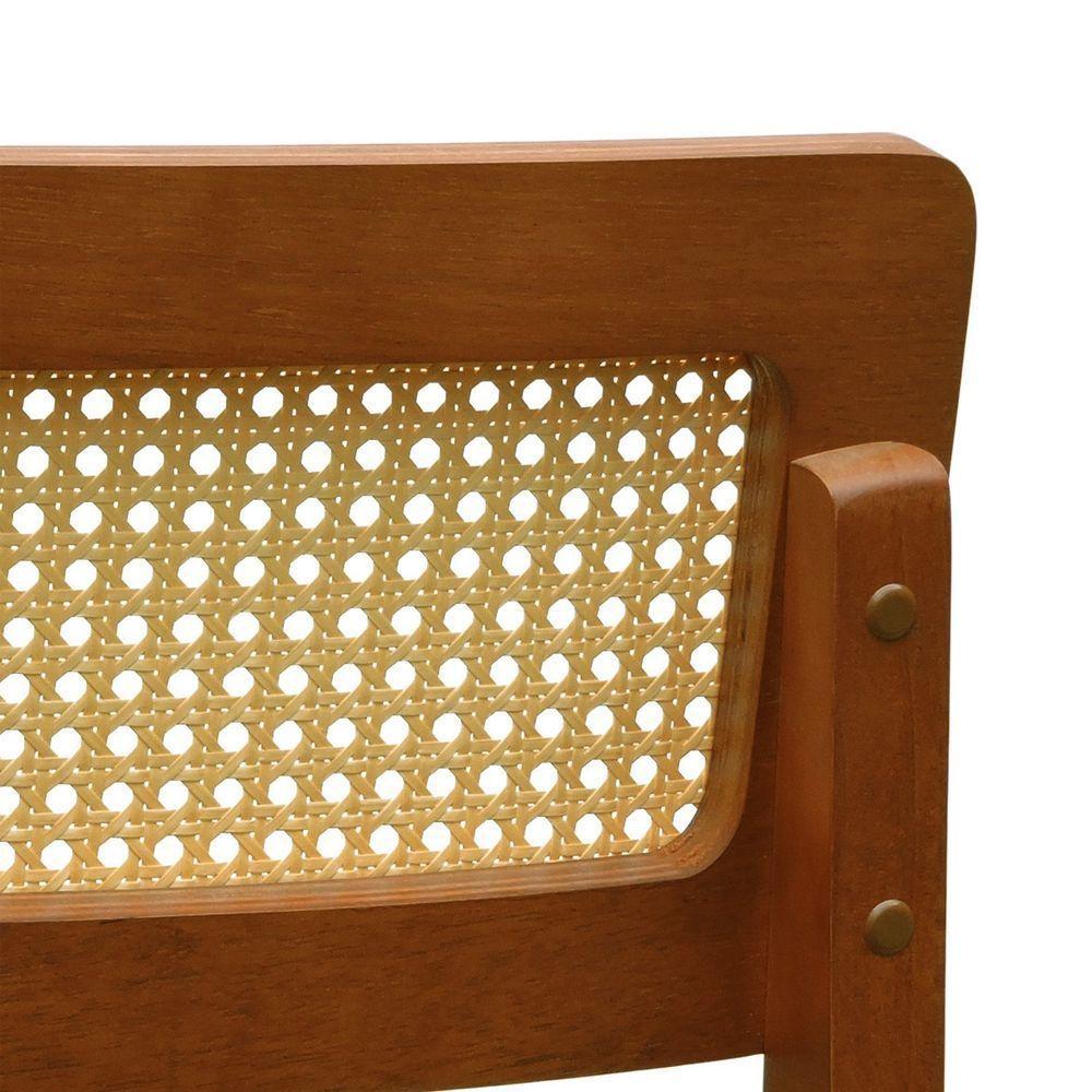 Banqueta Gabi Madeira Maciça Encosto Telinha C- 68cm Altura - Amêndoa Assento Amêndoa Madeira - 5