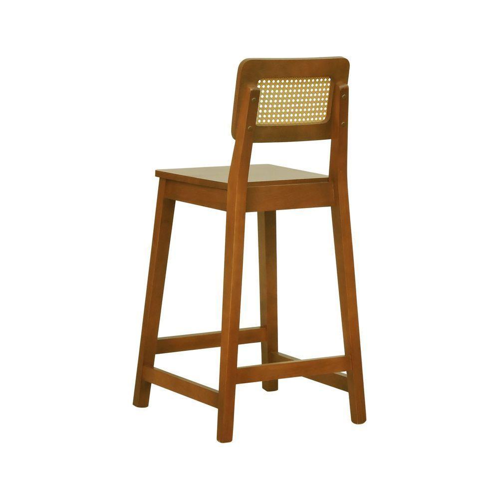 Banqueta Gabi Madeira Maciça Encosto Telinha C- 68cm Altura - Amêndoa Assento Amêndoa Madeira - 8