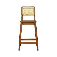 Banqueta Gabi Madeira Maciça Encosto Telinha C- 68cm Altura - Amêndoa Assento Amêndoa Madeira - 2