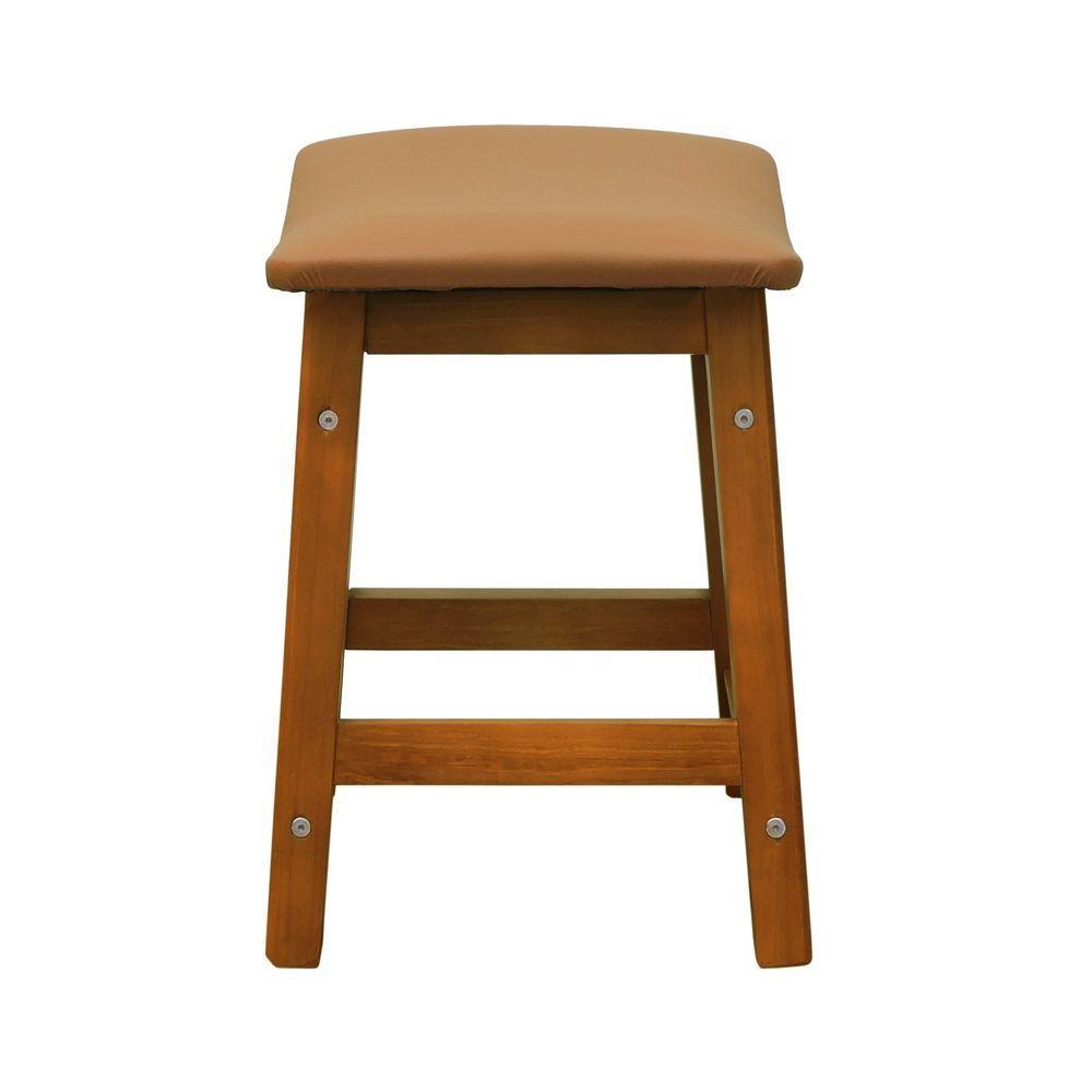 Banco Baixo Confort Madeira Maciça Assento Anatômico - Amêndoa Estofado Corano Caramelo - 3