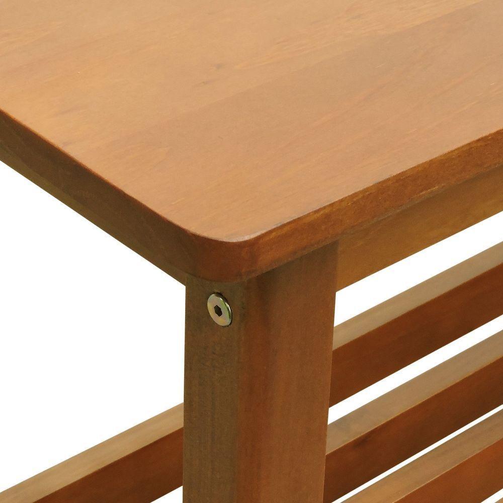 Banco Sapateira Viena Madeira Maciça - Amêndoa Assento Amêndoa Madeira - 3