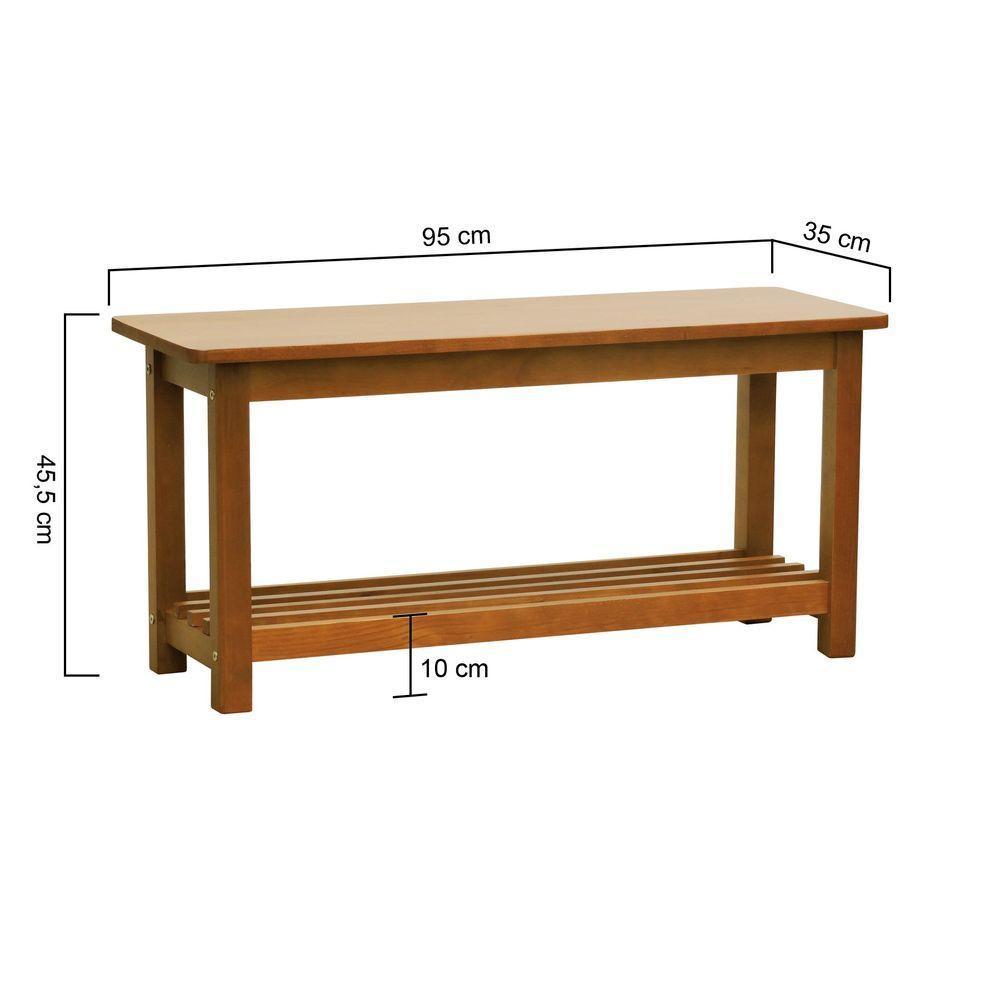 Banco Sapateira Viena Madeira Maciça - Amêndoa Assento Amêndoa Madeira - 6