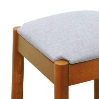 Banco Alto Amber Madeira Maciça - Amêndoa Assento Estofado Linho Bege Mescla Impermeável - 2