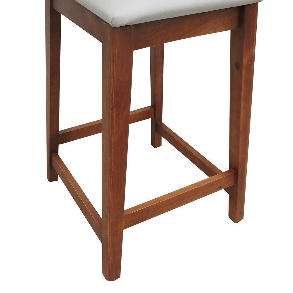 Banqueta Lyon Madeira Maciça Com Encosto Anatômico E Assento Estofado Com 68cm Altura - Amêndoa Corano Bege - 7