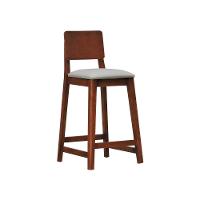 Banqueta Lyon Madeira Maciça Com Encosto Anatômico E Assento Estofado Com 68cm Altura - Amêndoa Corano Bege - 1