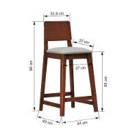 Banqueta Lyon Madeira Maciça Com Encosto Anatômico E Assento Estofado Com 68cm Altura - Amêndoa Corano Bege