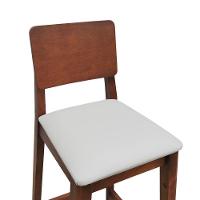 Banqueta Lyon Madeira Maciça Com Encosto Anatômico E Assento Estofado Com 68cm Altura - Amêndoa Corano Bege - 6