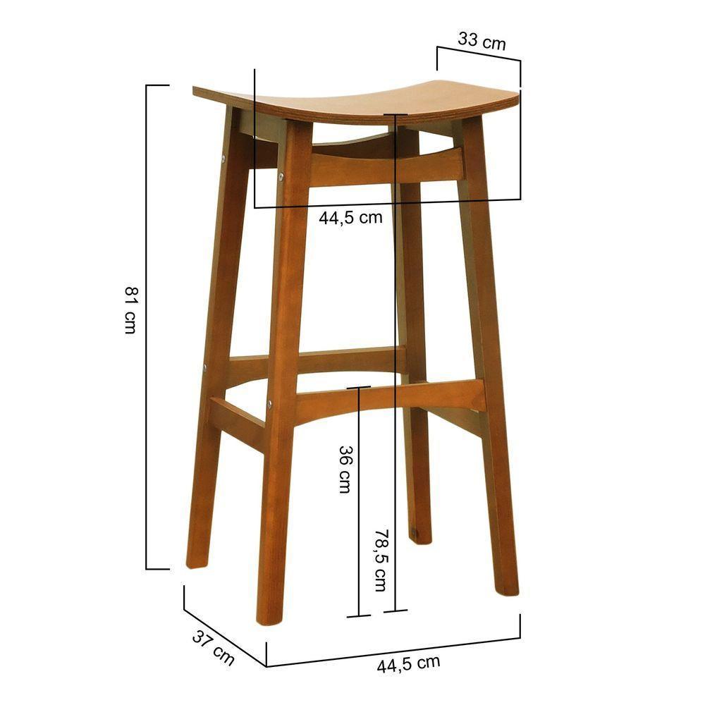 Banco Alto Confort Madeira Maciça Assento Anatômico - Amêndoa Madeira - 2