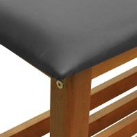 Banco Sapateira Viena Madeira Maciça - Amêndoa Assento Estofado Corano Preto - 3