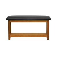 Banco Sapateira Viena Madeira Maciça - Amêndoa Assento Estofado Corano Preto - 6