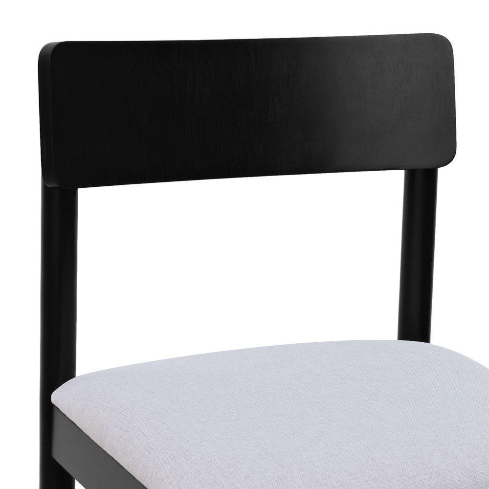 Cadeira Amber Madeira Maciça - Preto Assento Estofado Linho Bege Mescla Impermeável - 7