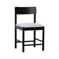 Cadeira Amber Madeira Maciça - Preto Assento Estofado Linho Bege Mescla Impermeável - 1